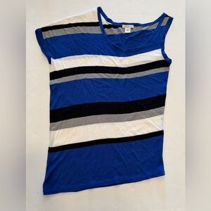 Stylish Blue and Black Striped Top